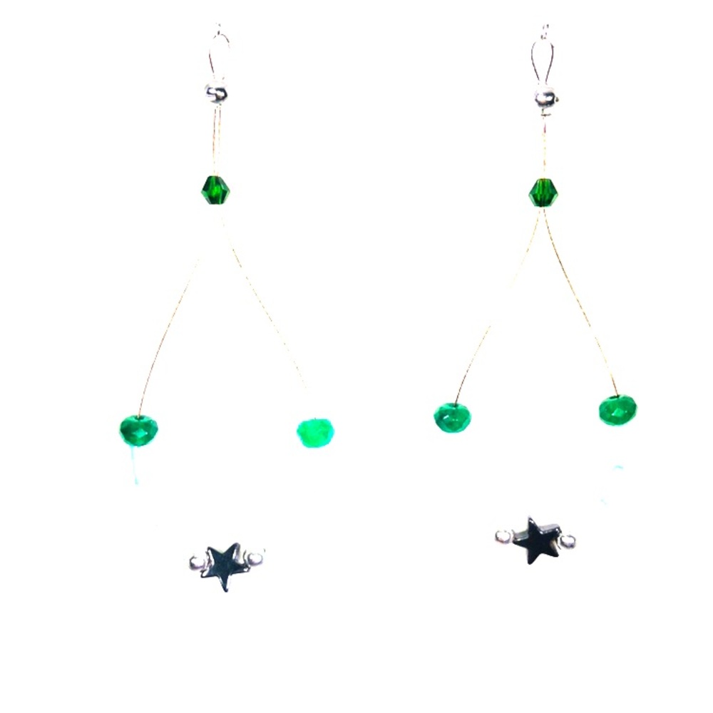 Star Crafts Emerald and Silver Star Earrings